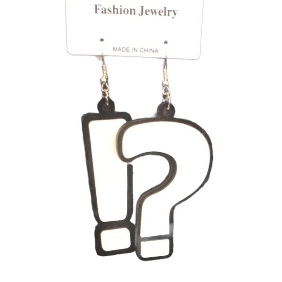Exclamation Mark! and Question Mark? Large Novelty Earrings - Picture 1 of 2
